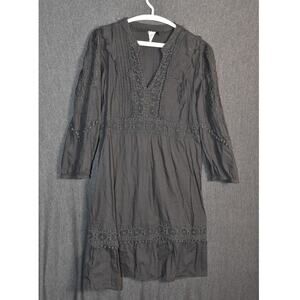 Akemi + Kin Anthropologie Women's Large Boho Gothic Dress Embroidered Black